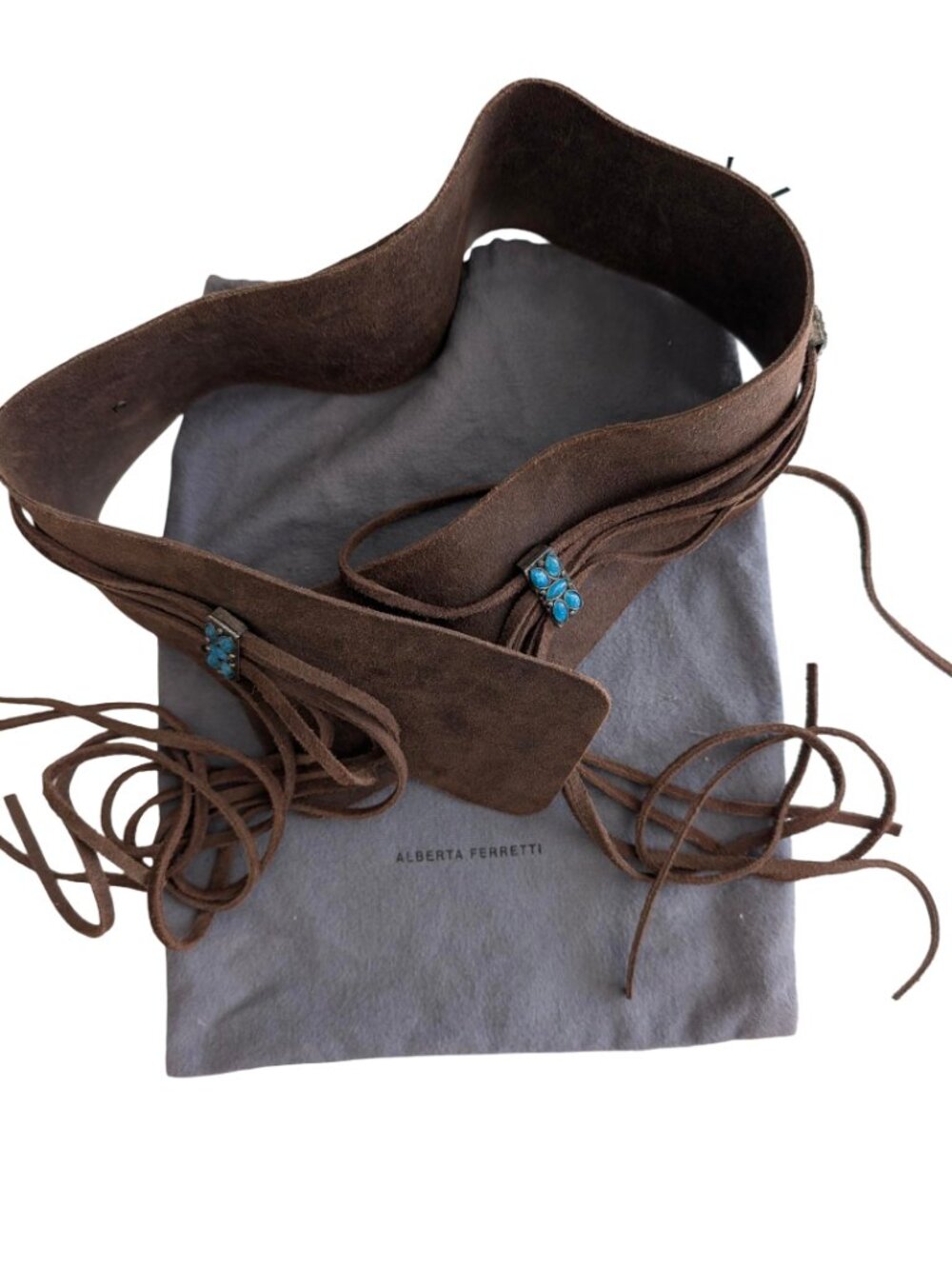 Philosphy di Alberta Ferretti Suede brown suede embellished belt, Size M, NWOT